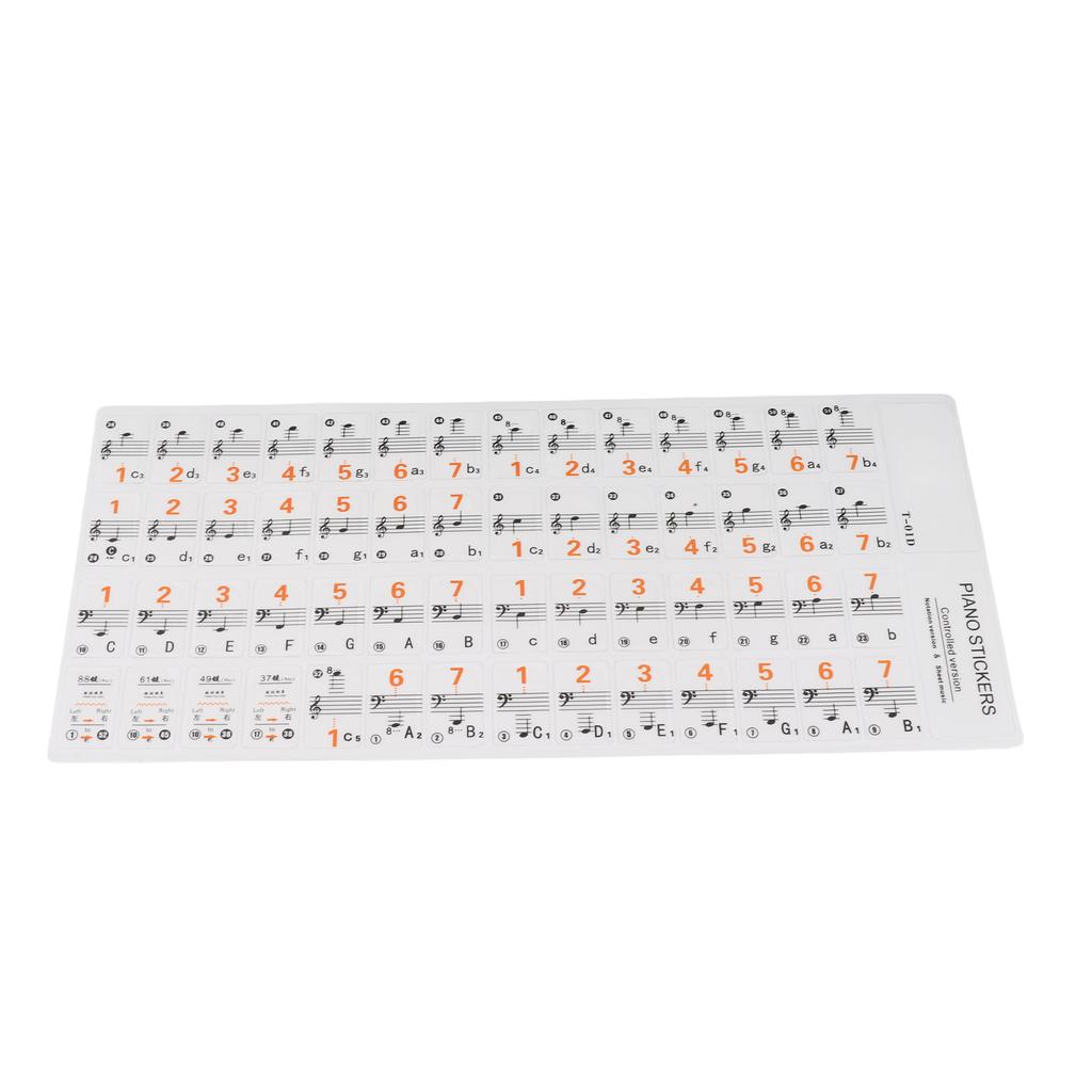 Transparent 37 49 61 Electronic Keyboard 88 Key Piano Stave Note Sticker Notation Version & Sheet Music for White Keys