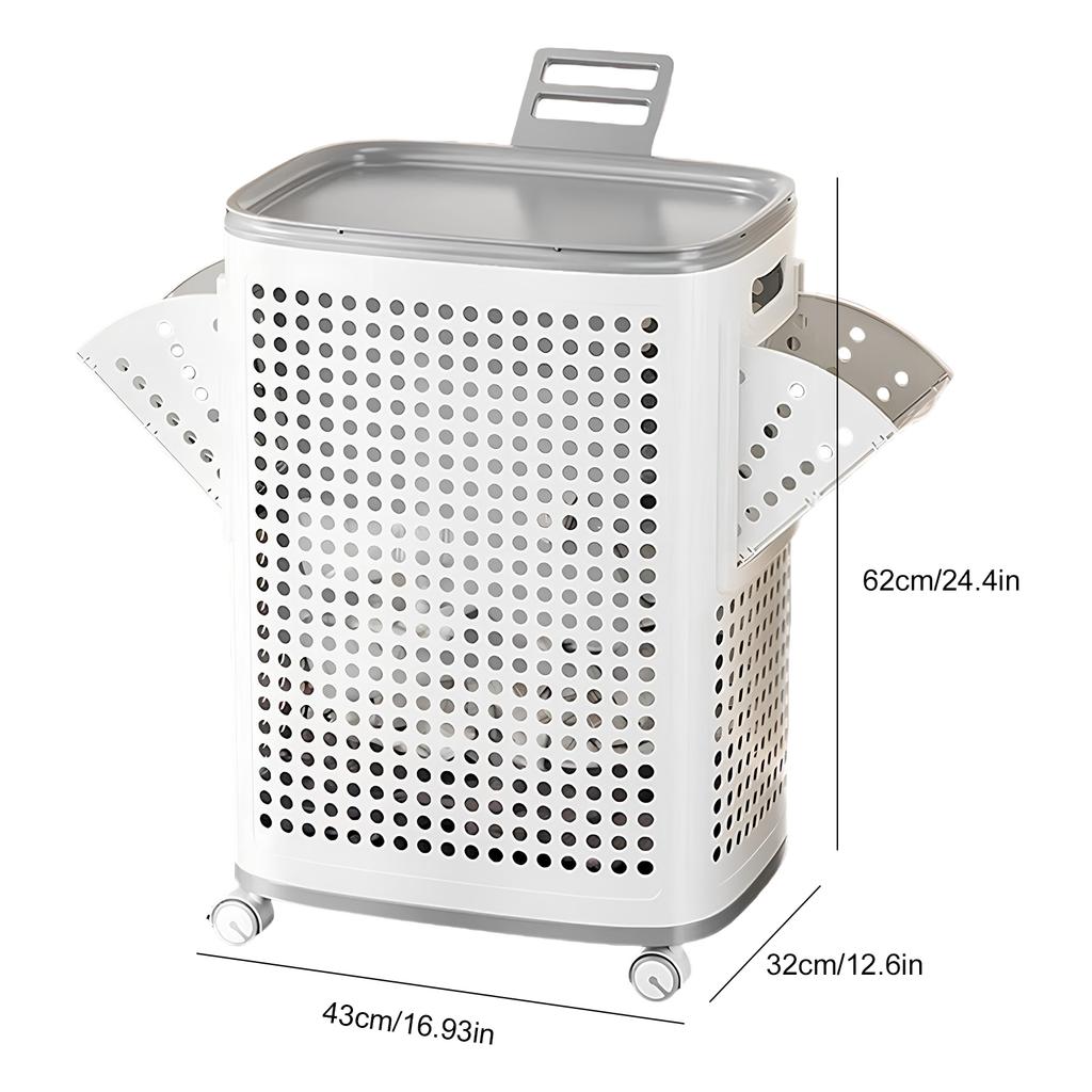 Bathroom Organizer Hollow Out Laundry Basket with Wheels Laundry Hamper Large Capacity Dirty Clothes Basket