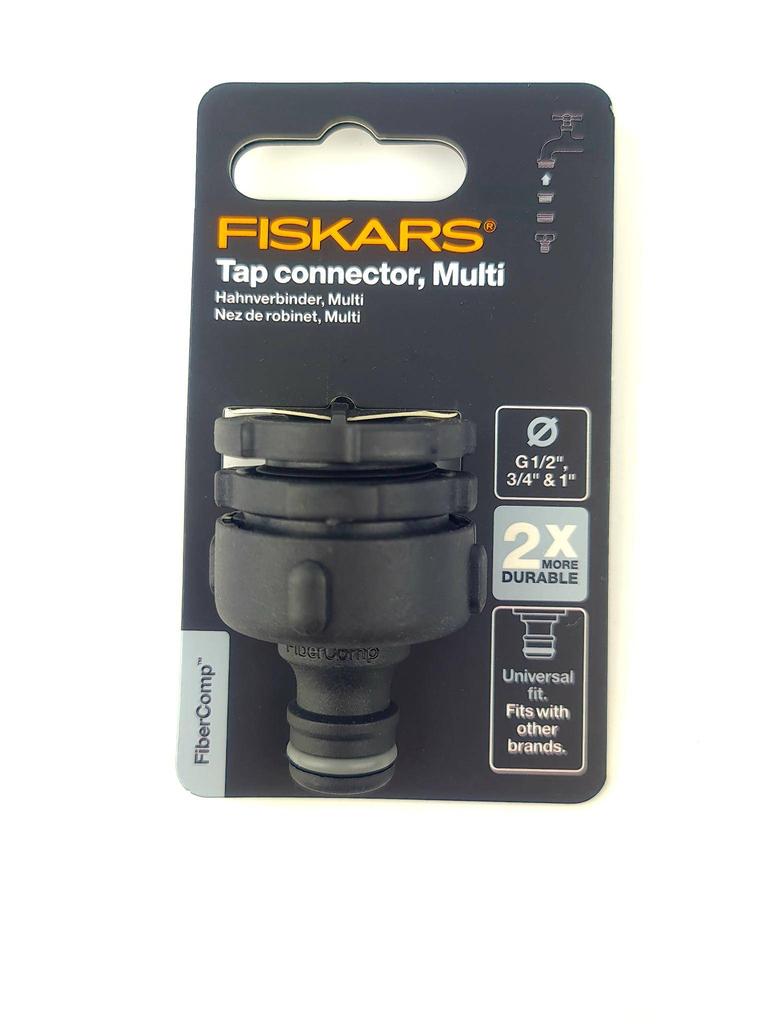 Fiskars Multi FiberComp™ Tap Connector Internal 1/2-3/4-1" 1027056 Screws onto the tap Robust Hose connection Universal