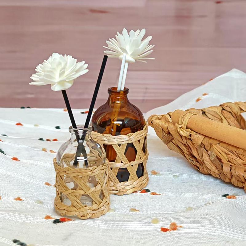 1PC Home Natural Woven Bohemian Bottle Rattan Decor Eco-friendly Grass Macrame Aromatherapy Decorative 50ml/100ml