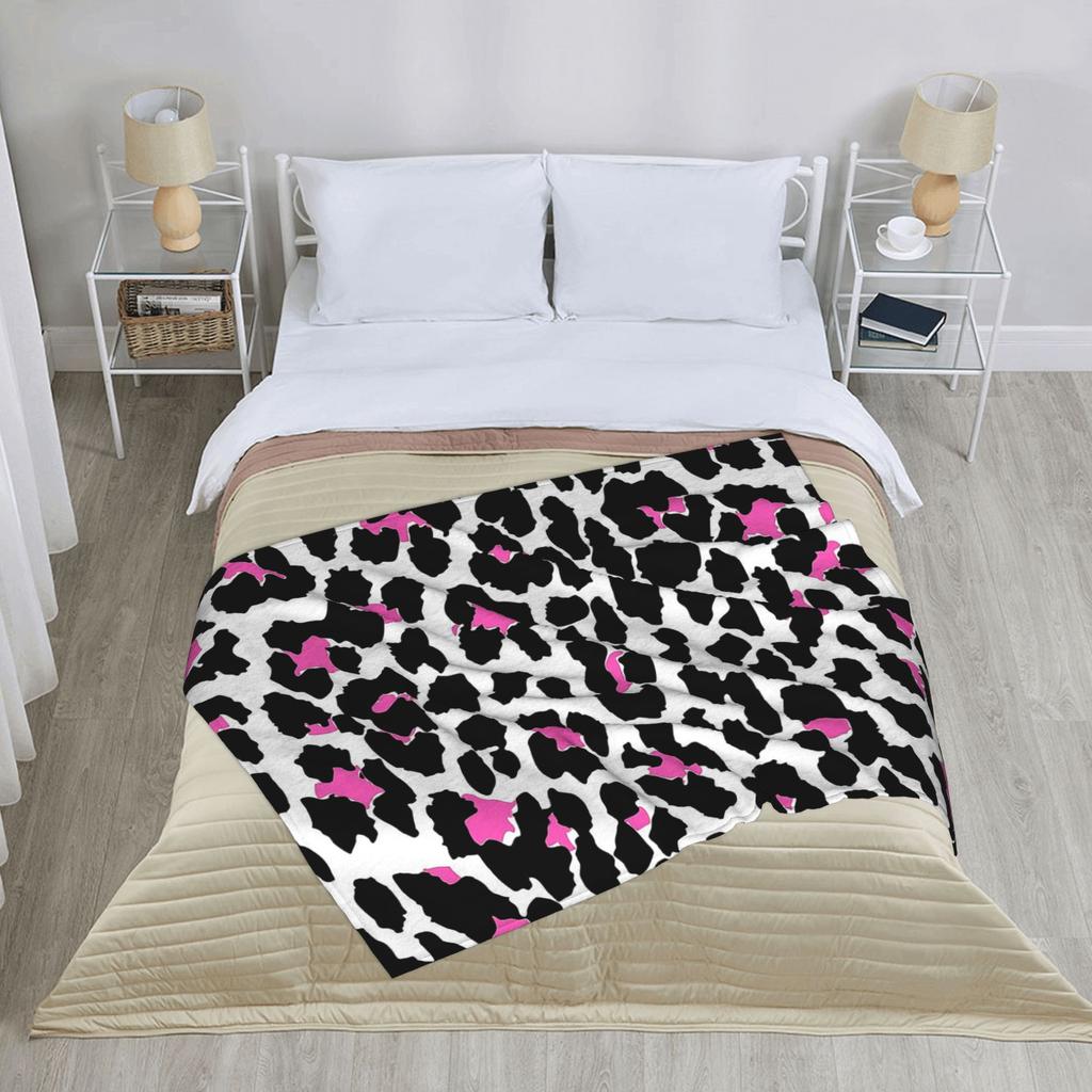 Leopard Print Blankets Flannel Decoration Breathable Super Warm Throw Blanket for Sofa Couch Bedspreads