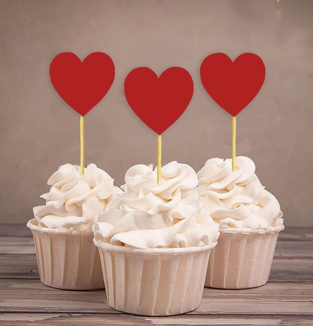 

Любий сувенір| Топпери для капкейків у формі серця| Десертні прикраси для весілля - дня народження - упаковка Pack Of 20 червоний