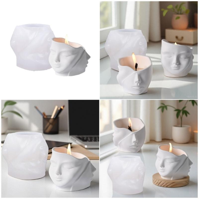 Flexible Silicone Face Mold Concrete Planter Molds Jewelry Trays Multipurpose Crafting Tool for Home Decoration Project