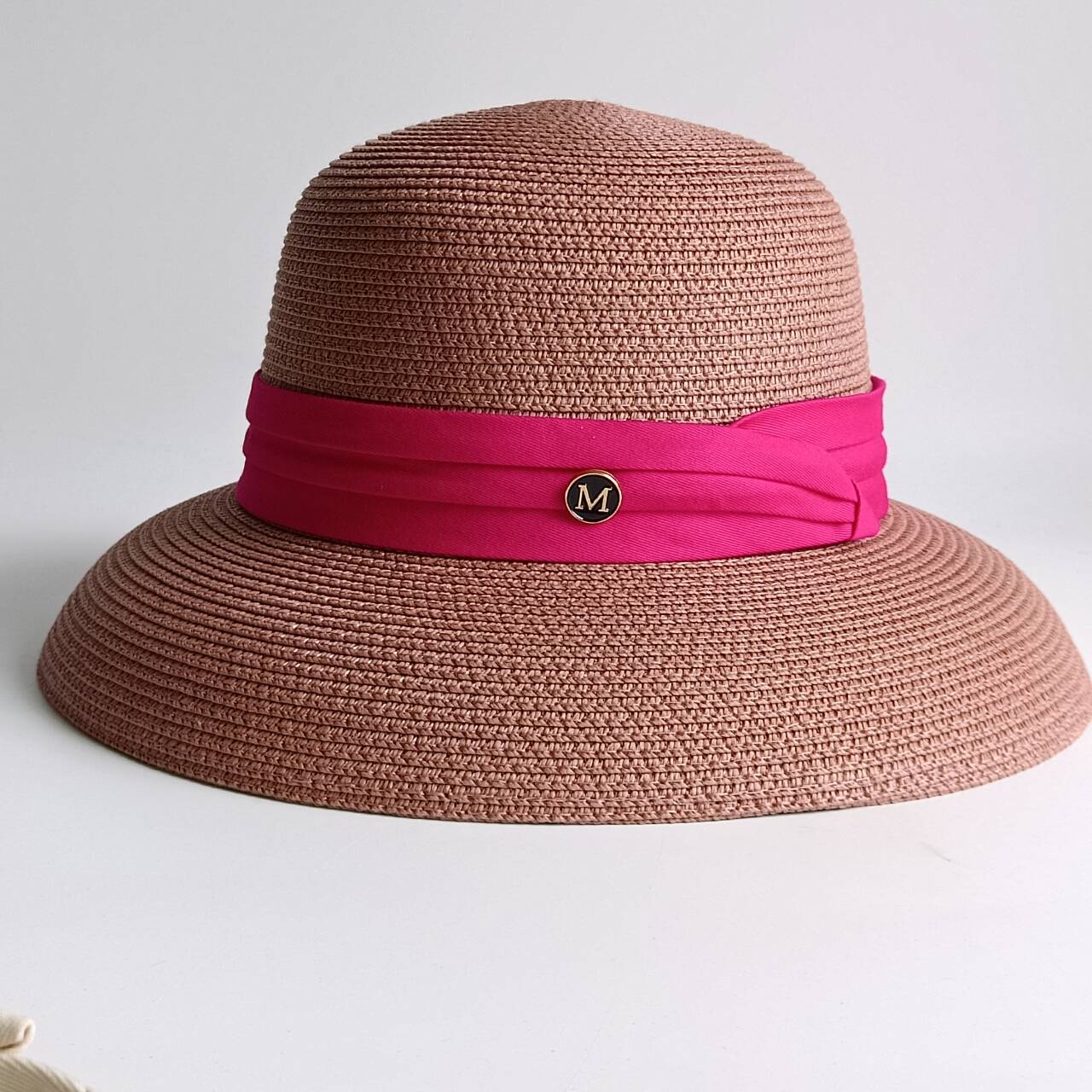 

Summer straw hat Metal Fittings French elegant outdoor beach travel anti-ultraviolet women s straw hat sun hat sombrero M55-58cm