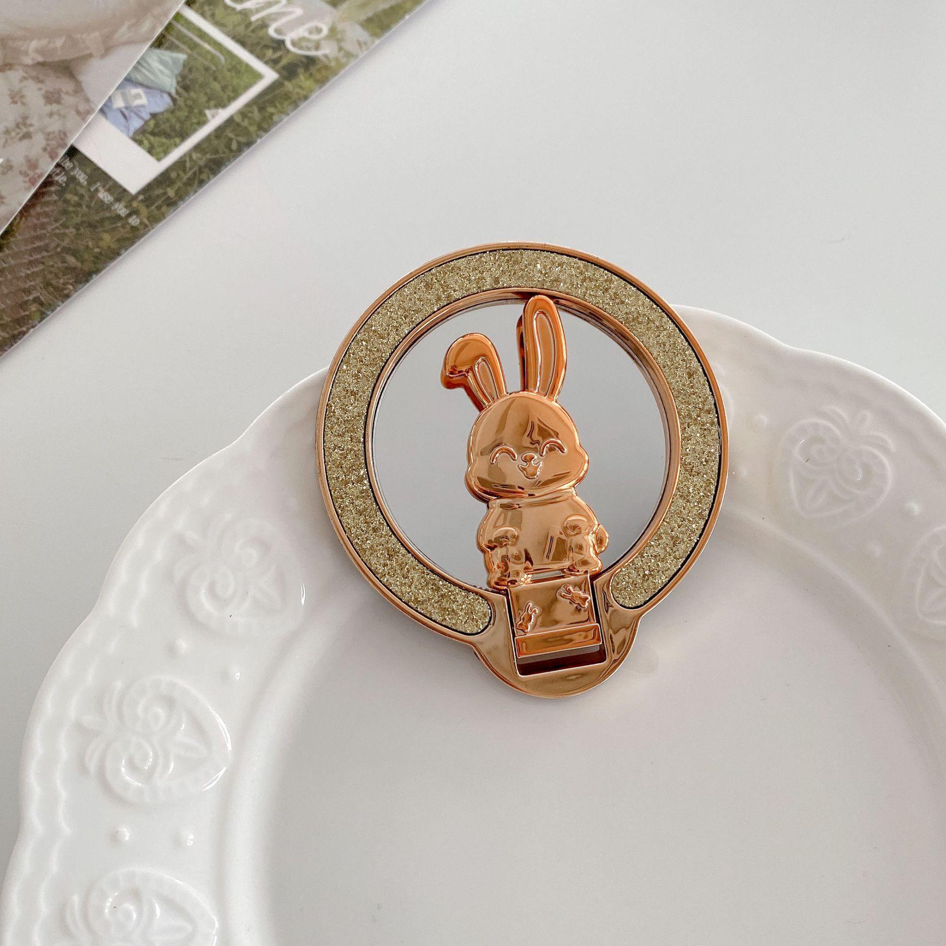 

Glitter Rabbit Mirror Stand: Magnetic Wireless Charger & Foldable Phone Case with Ring and Magnetic Mount золотий