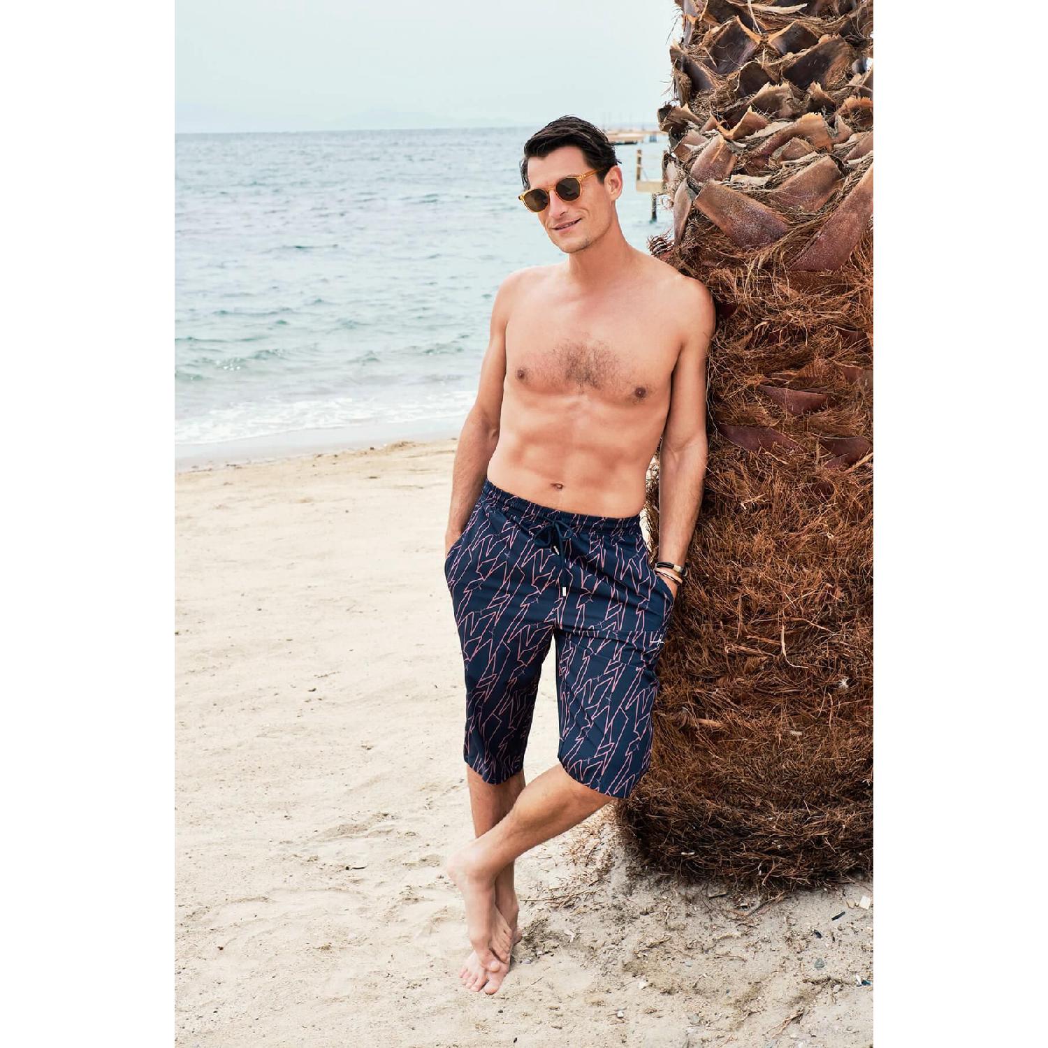 

Patterned Navy Blue Men s Long Men s Pool And Sea Shorts 24-2 S