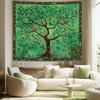 Tree of Life Wall Tapestry Boho Art Decor Green Nature Design Birds and Flowers Bedroom Living Room Home Interior Hanging