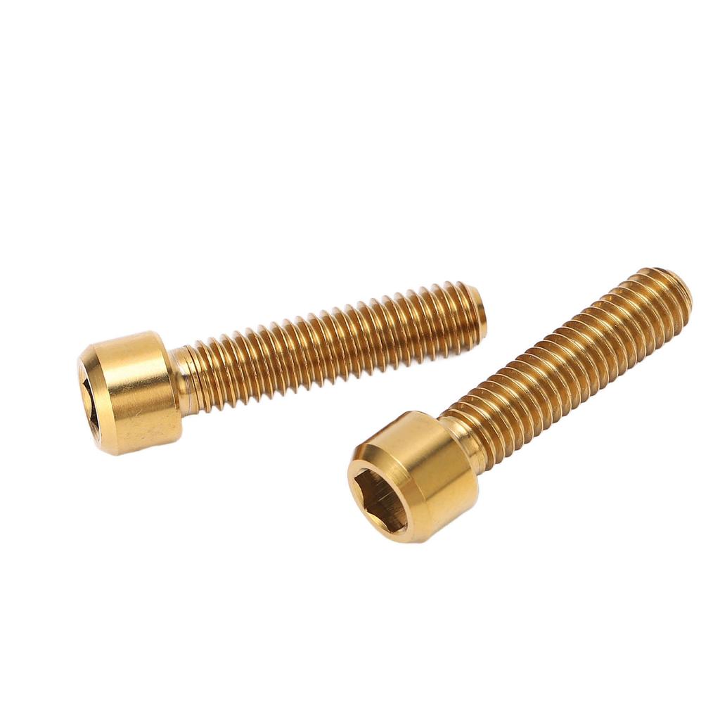 2pcs Bike Stem Screw M6 25mm Extended Titanium Alloy Bike Seatpost Screw for Mountain Road Bike Gold