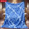 1pc 2D Blue Rose Theme Pattern Flannel Blanket, Soft HD Digital Print, Cooling Blanket All-Season Use! Soft And Breathable 100% Polyester Fiber, Ideal