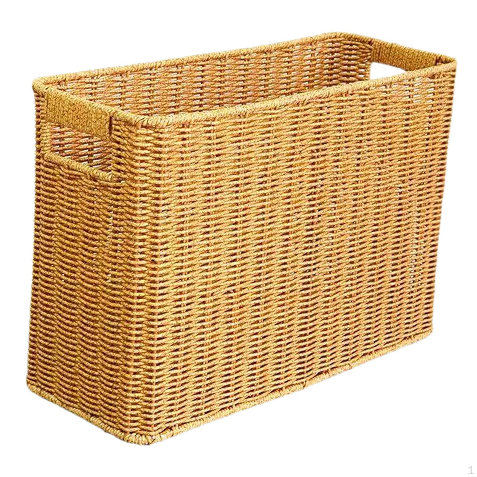 Basket Organizer Narrow And Tall Storage Box with Handle Made of PP for Magazines Books Light Coffee 1930₽