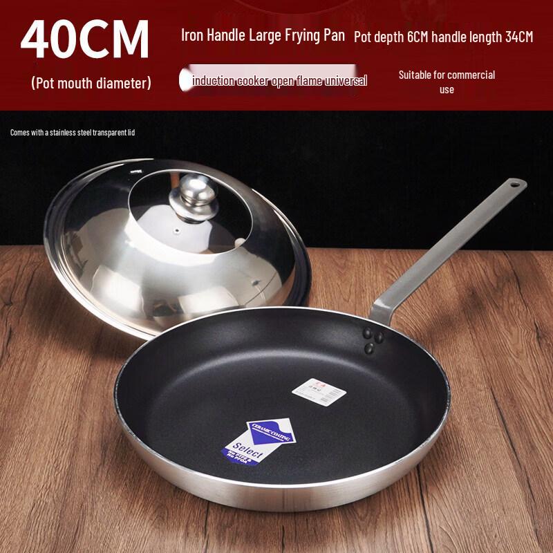 Extra-Large Commercial Stainless Steel Non-Stick Frying Pan