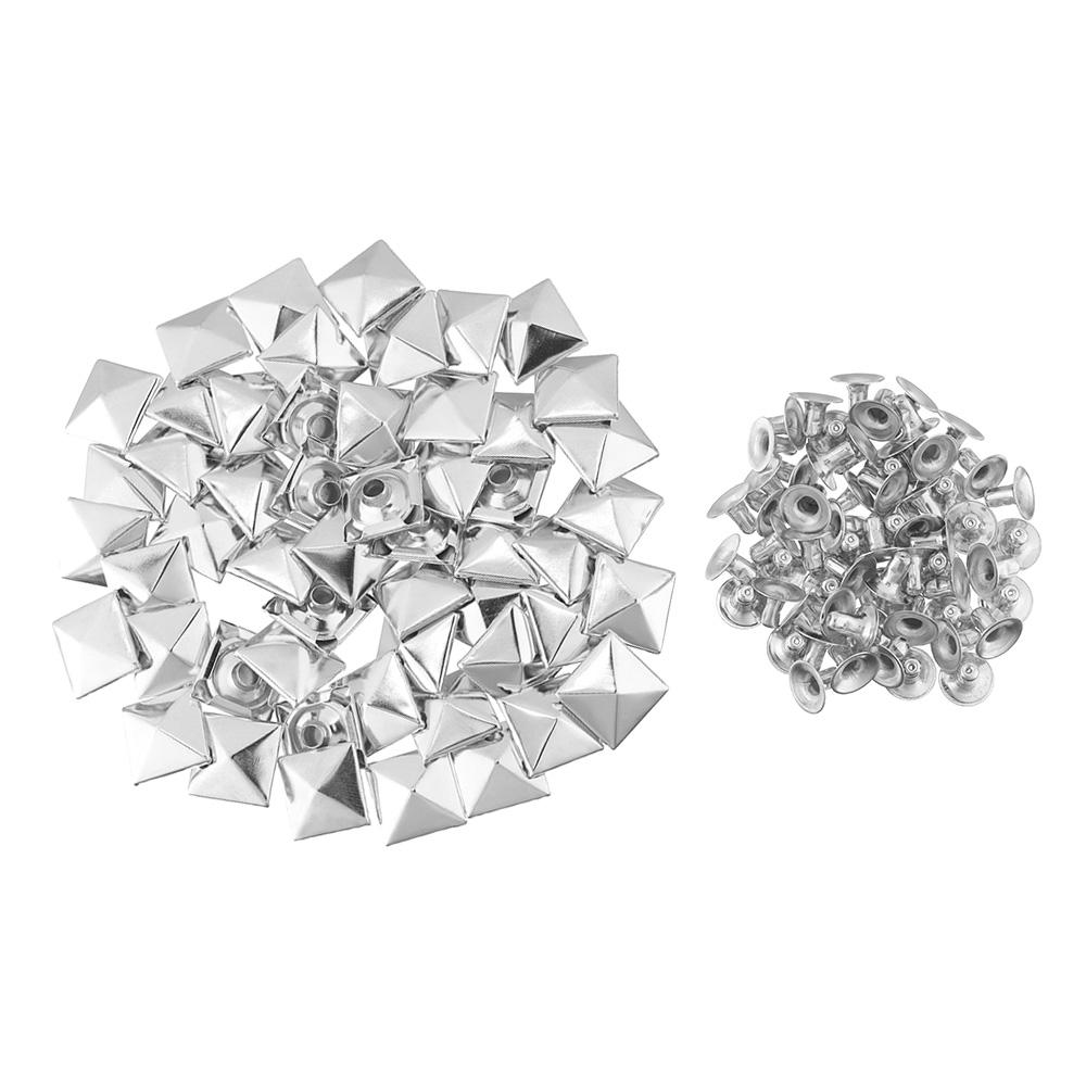 50Sets Fashion Garment Aceessories Shoes Bag Decor Square Rivets Metal Spikes Cloth Button Fix Studs