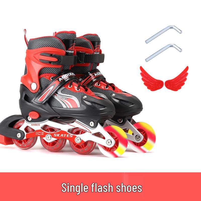 Nastavitelná sada kolečkových bruslí s blesky pro začínající děti