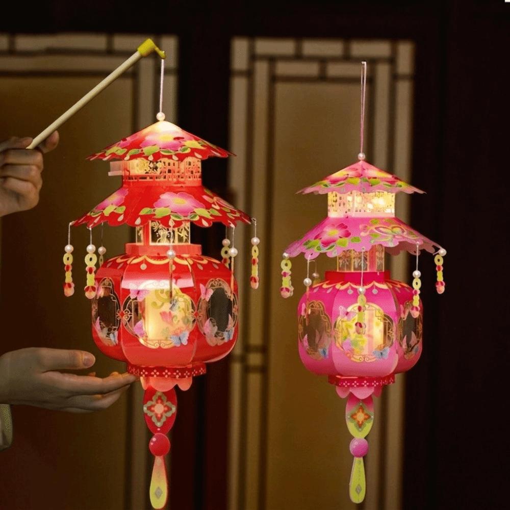 Lightweight Mid-Autumn Festival Lantern PVC Handheld Lantern Portable DIY Craft Material Kit Kids