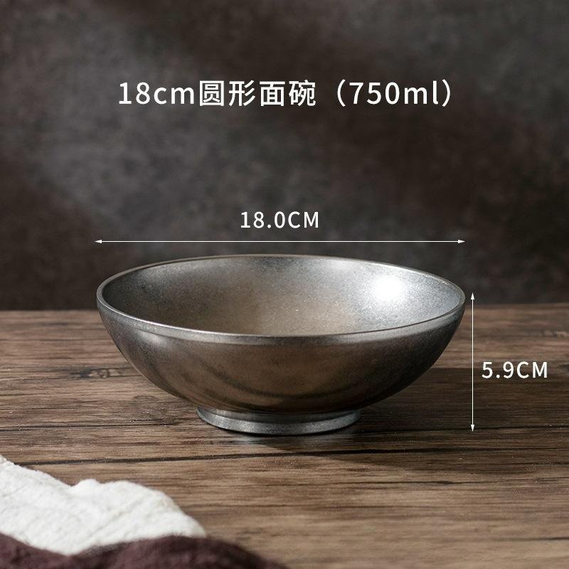 18-24cm Vintage Stainless Steel Ramen Bowl Snowflake Gray Tableware Rice Bowls Restaurant Household Kitchen Soup Bowl New
