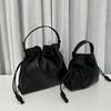 Soft Cowhide Drawstring Bucket Bag Medium Large Small Crossbody Shoulder Handbag Women