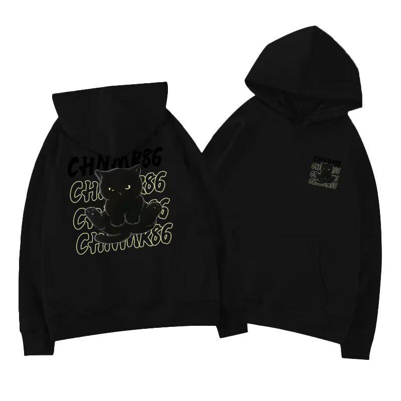 Men’s Trendy Letter Print Loose Fit Hooded Sweatshirt, Autumn/Winter 2025 Hong Kong Style, Versatile for Couples
