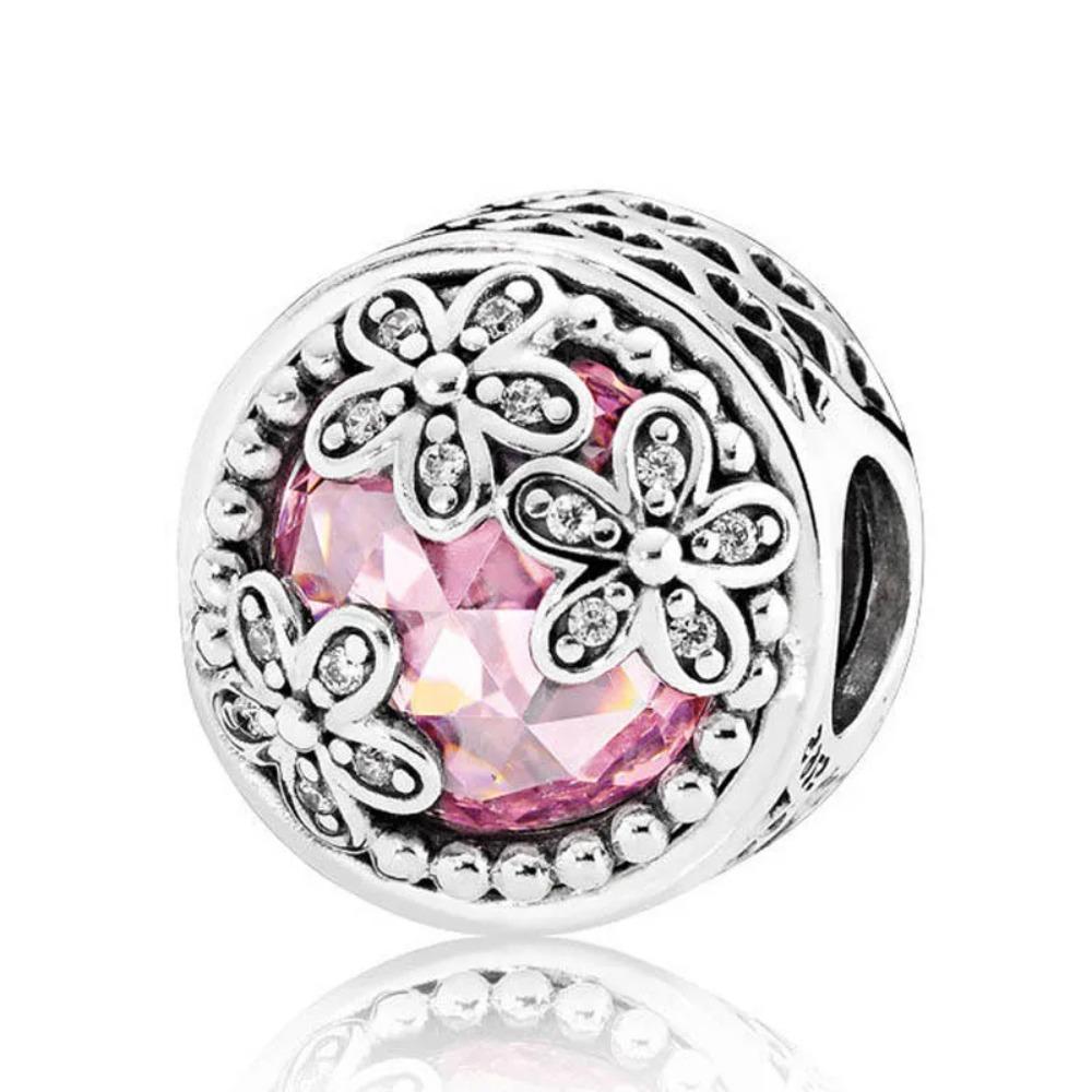 925 Silver Football Flower Ice Snow Round Beads Charm for Pendant Bracelet Necklace Jewelry Making DIY Gift