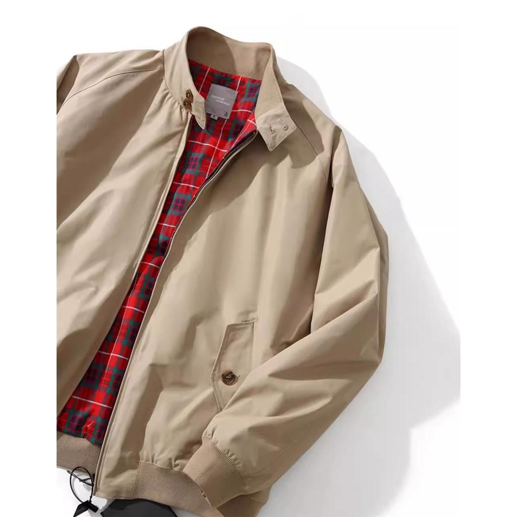 Spring Autumn Men's Retro Pilot Jacket Men's Loose Pure Color Stand Collar Three-Proof Outerwear