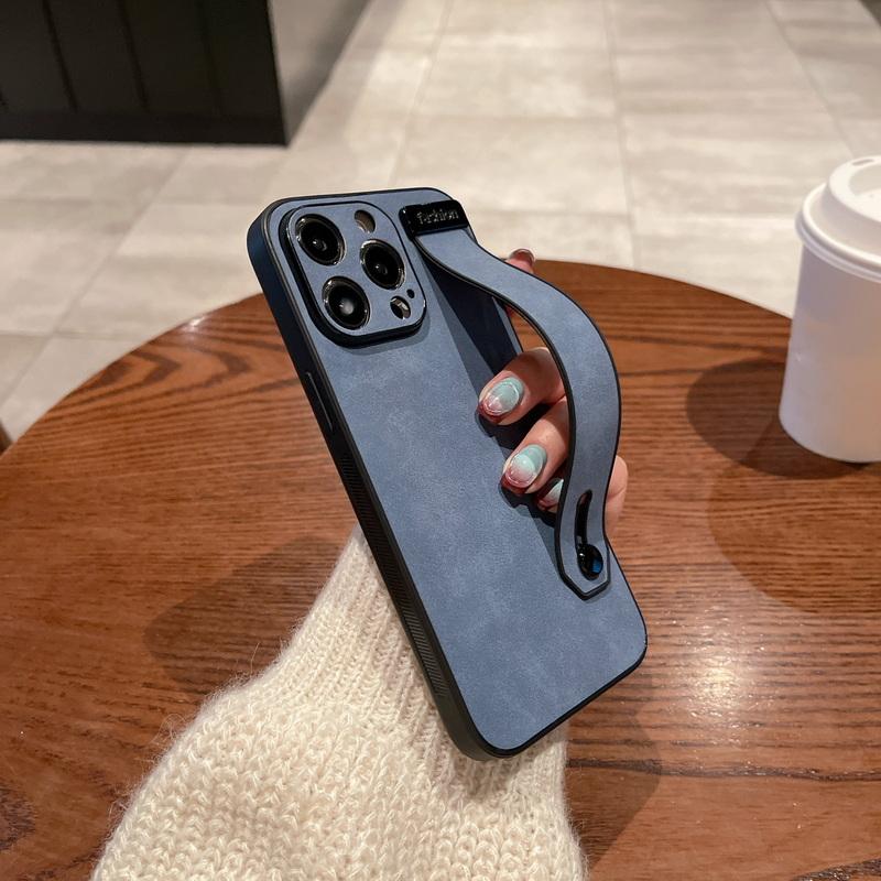 Husa din piele intoarsa mata Tpu pentru Iphone 15 Pro Max 14 13 12 11 Husa de telefon cu bratara rezistenta la socuri Husa de culoare simpla