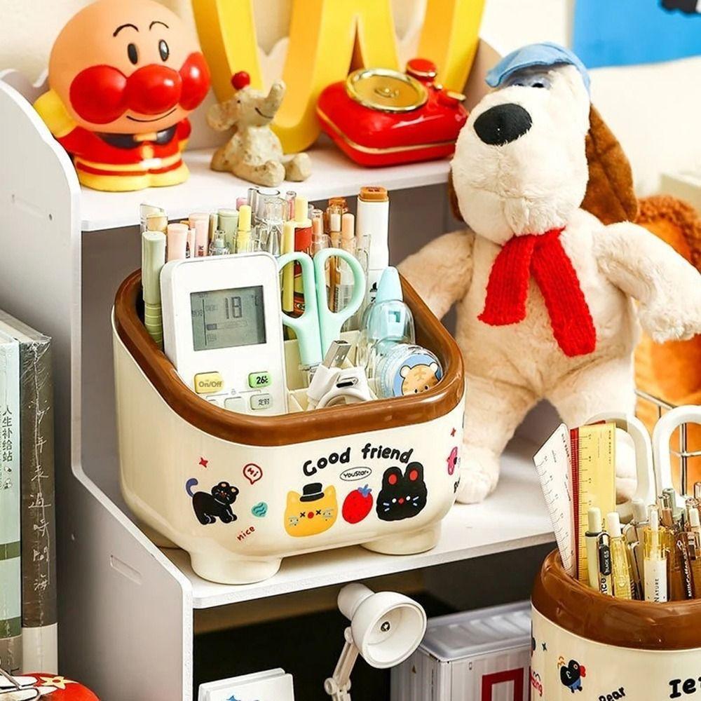 Large Capacity Desktop Pen Holder Cartoon Desktop Container Durable Pencil Organizer  School