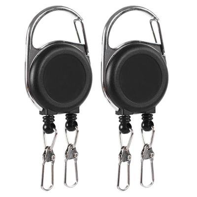 1pc Creative Double Headed Retractable Keychain Practical Badge Holder Reel with Reel Cord Durable Keyring Anti-lost Keys