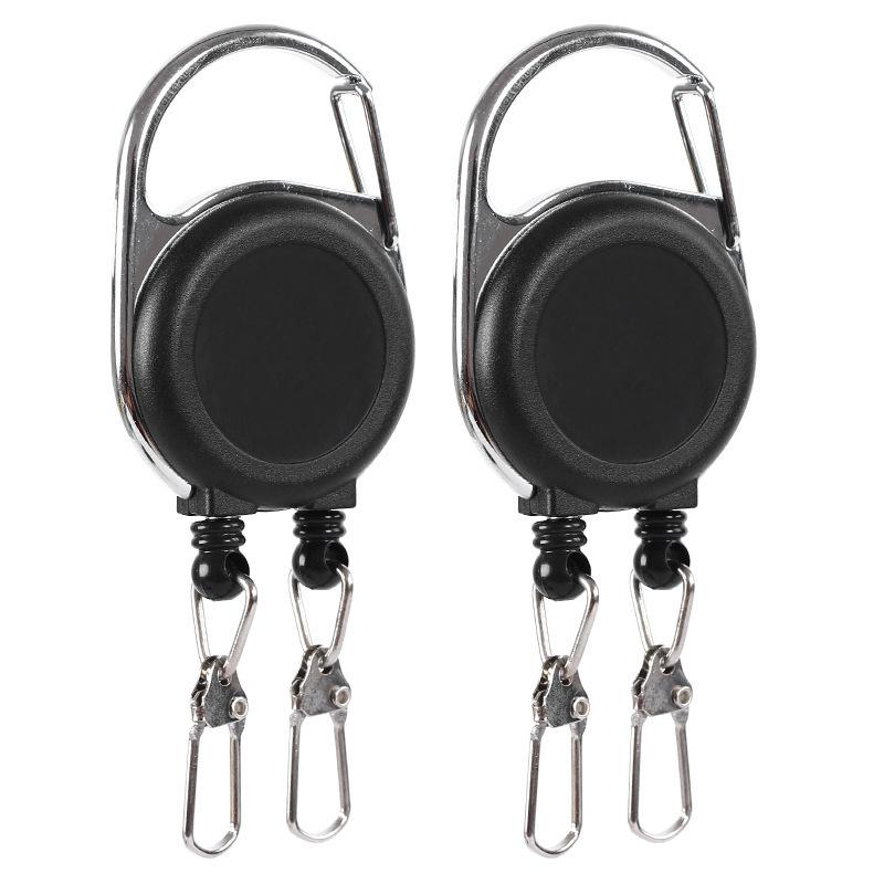 1pc Creative Double Headed Retractable Keychain Practical Badge Holder Reel with Reel Cord Durable Keyring Anti-lost Keys
