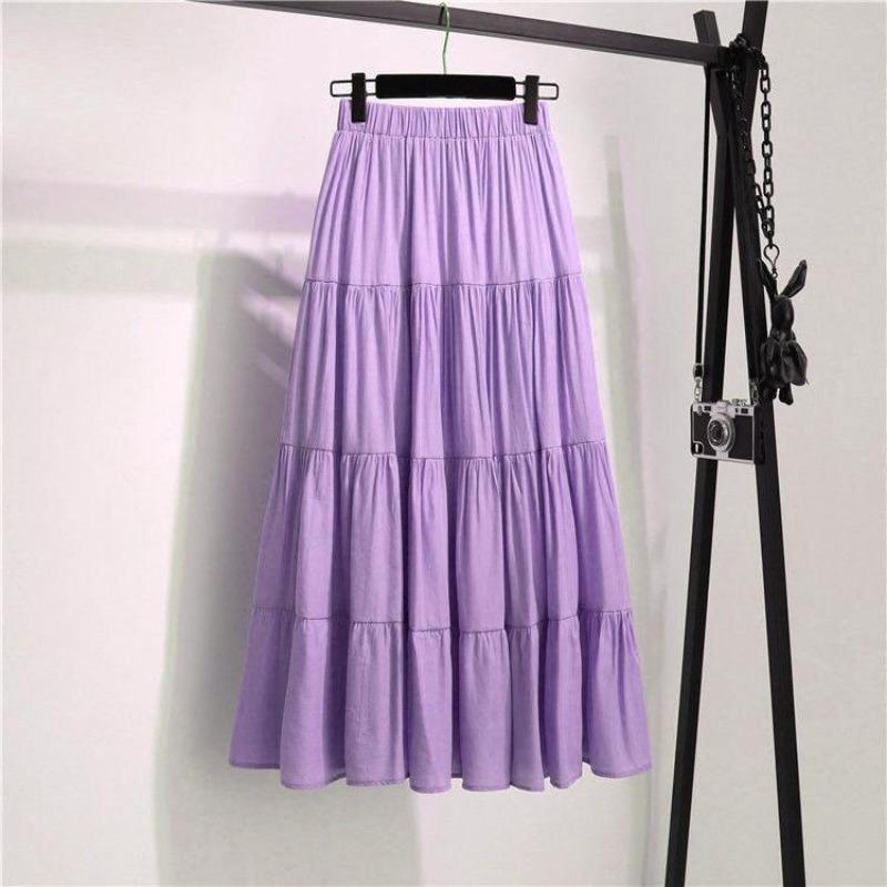 DX~~ New Spliced Cotton and Linen Skirt, Literary Fresh Long Skirt, High-waisted and Versatile, A-line Swing Skirt, Casual Skirt