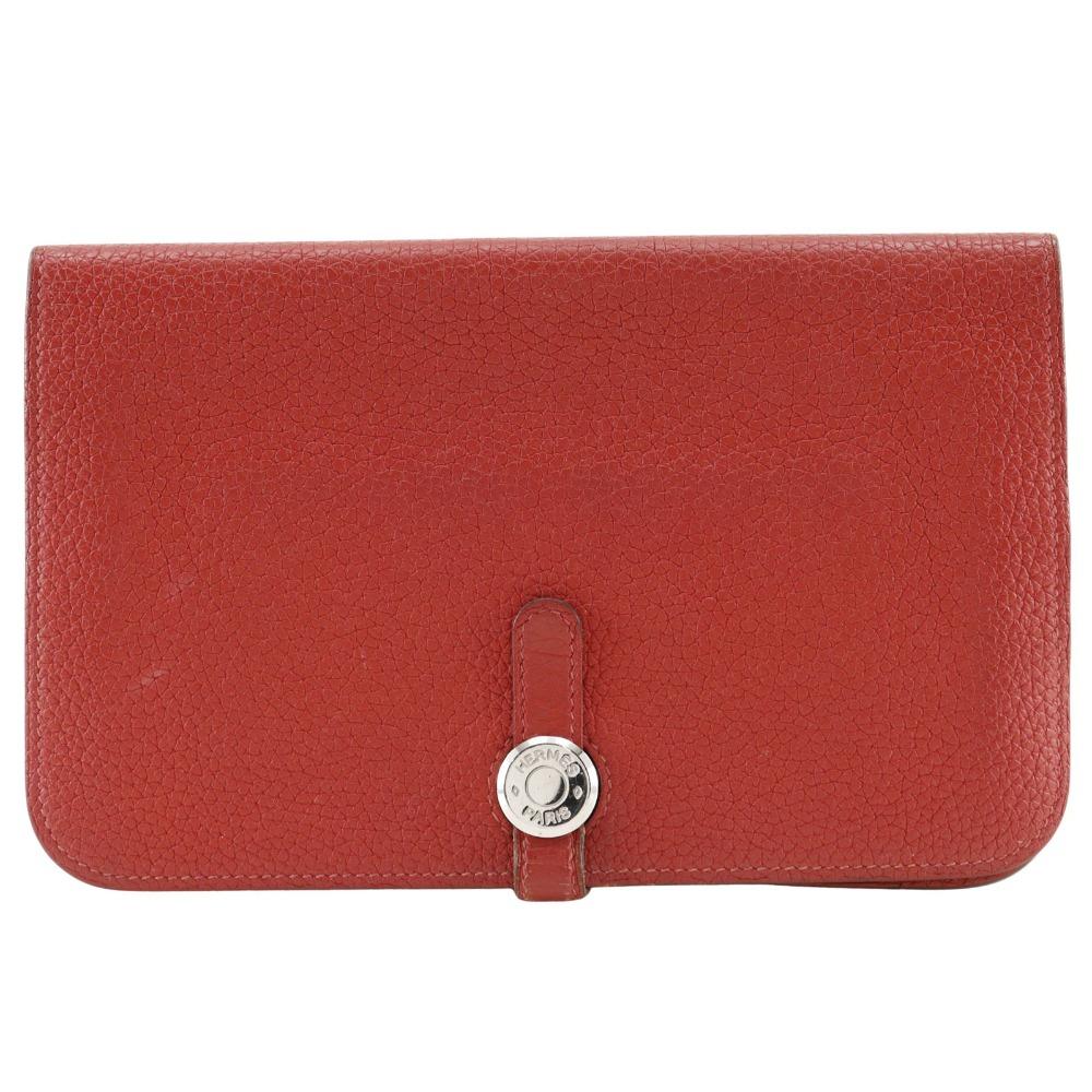 

HERMES Dogon GM Purse Red Taurillon Clemence Women Used