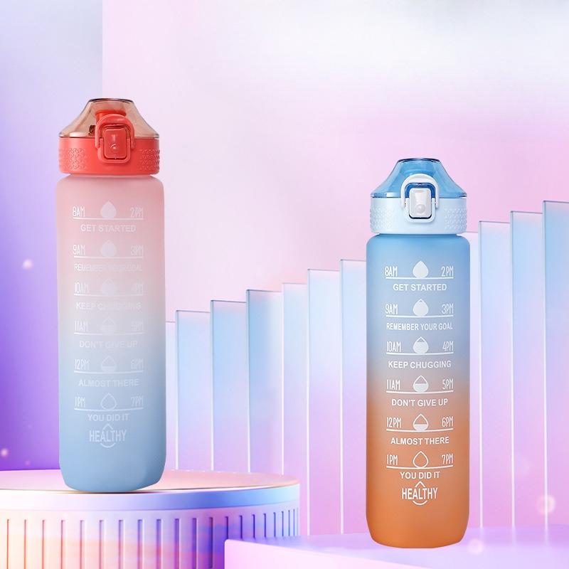 Gradient Color Plastic Cup, Large Capacity 1000ml Water Cup, Outdoor Sports Water Cup for Students