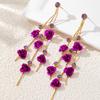New Red Rose Earrings Korean Temperament Long Fringed Earrings Super Fairy Face Thin Earrings