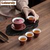 HOYIHM Color Glazed Tea Set Complete Set Luxury Gaiwan Beautiful Tea Cup Tea Ceremony Set Teapot And Tea Cup Set Cafes Ornaments