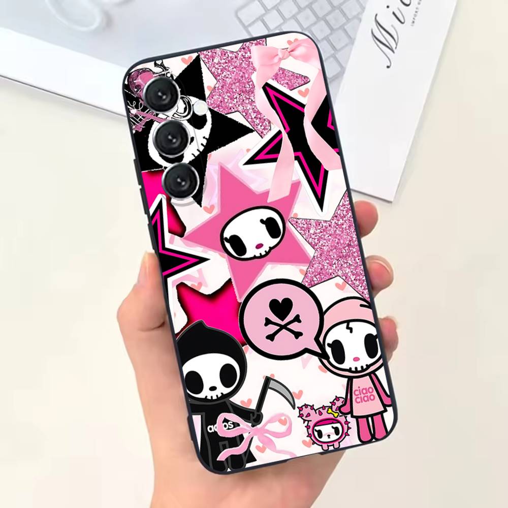 

Japan T-Tokidokis CUTE For Samsung Galaxy A73,31,32,72,41,53,52,71,22,5G,Note,J7,8,9 Soft Black Phone Case SamsungA20s