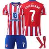 Jugendliche Kinder Erwachsene Benutzerdefinierter Name Fußballtrikots 24/25 Atletico Madrid Heim #7 Griezmann Sport Trainings Trikot Set mit Socken