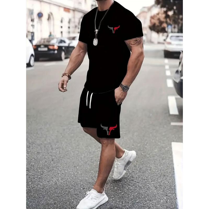 Everyday Casual Men's T-shirt Men's beach shorts Summer Men's short sleeve Shorts set street fashion men's short sleeve top