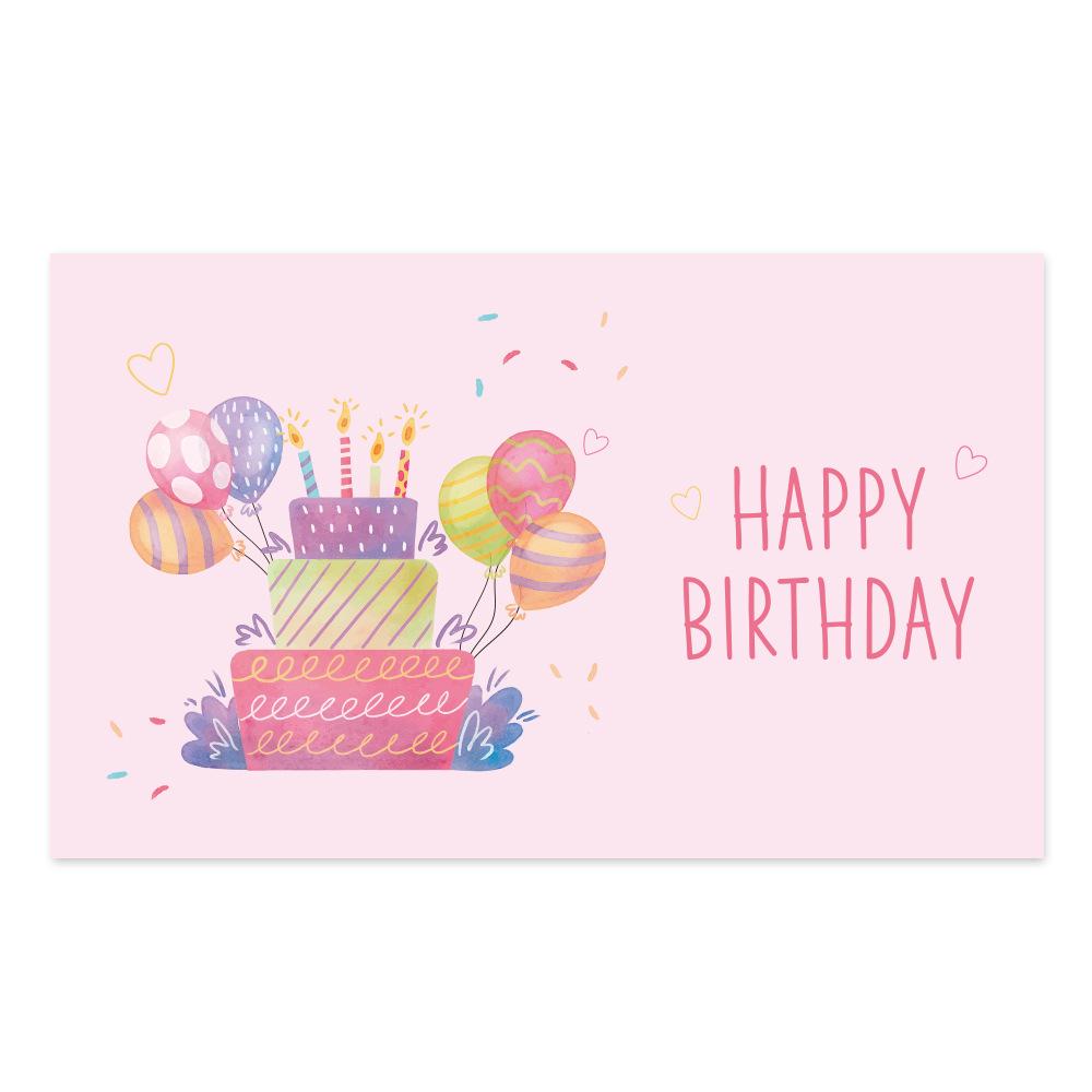 30pcs Pink Children's Birthday Card Gift Label Card Happy Birthday Invitation Card Greeting Card Thanks Card Customization