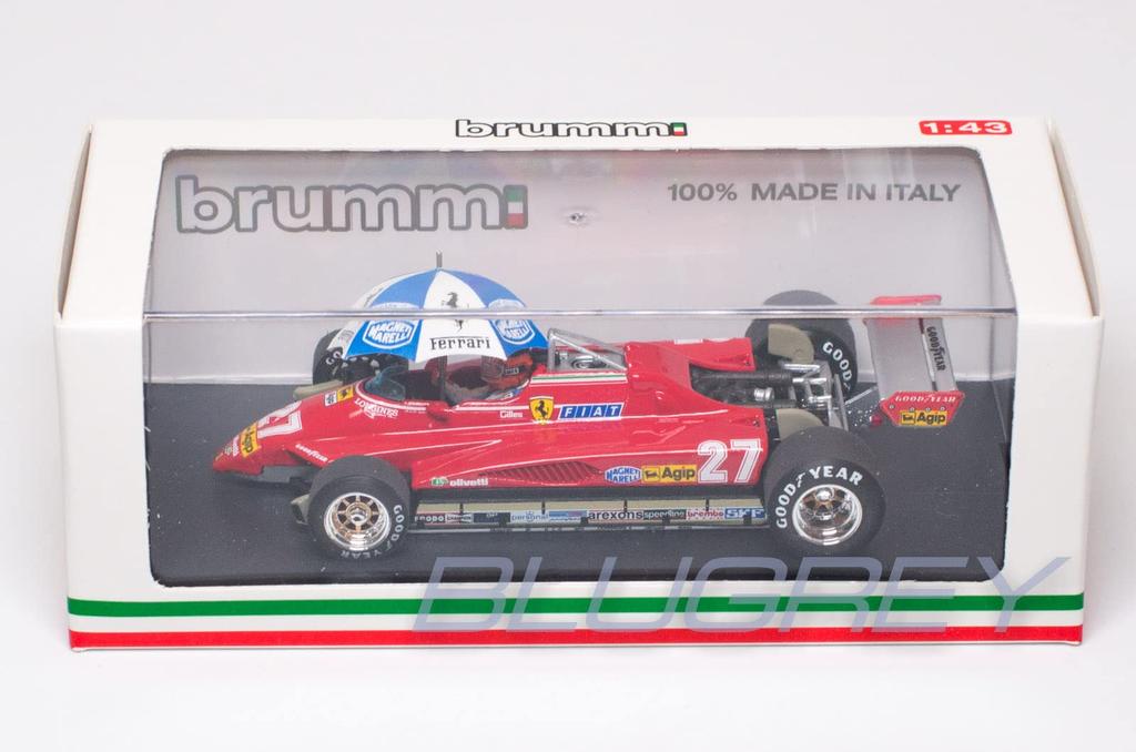 BRUMM Ferrari F1 126C2 Gilles Villeneuve Umbrella 1982 Brazilian GP BRUMM FERRARI GILLES VILLENEUVE 1/43 Figure/with [item]