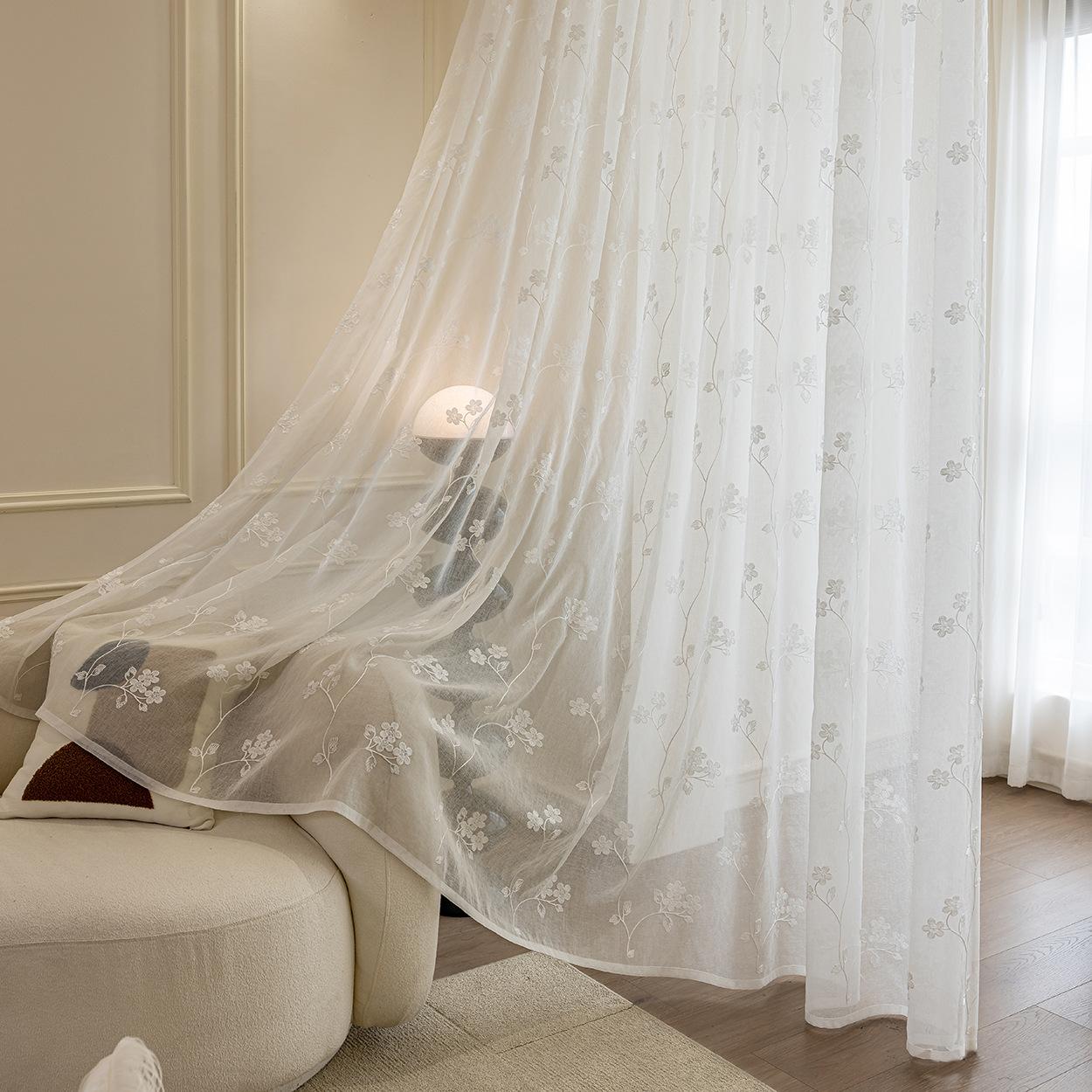 

Елегантні європейські штори - романтична квіткова вишивка, напівпрозорий поліестер, ідеально підходить для вітальні та спальні 100*200CM