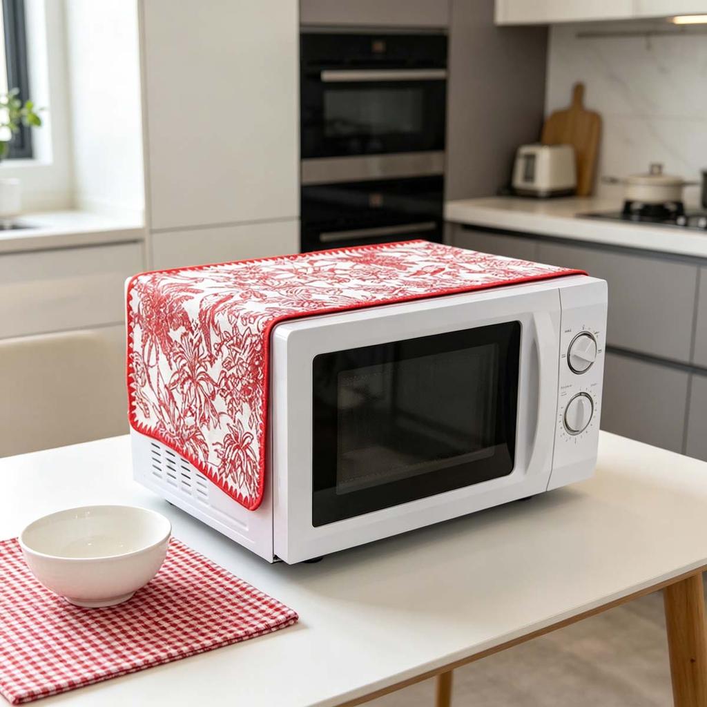 30x90cm Multi Purpose Cotton Linen Microwave Dust Cover Kitchen Organizer Cover