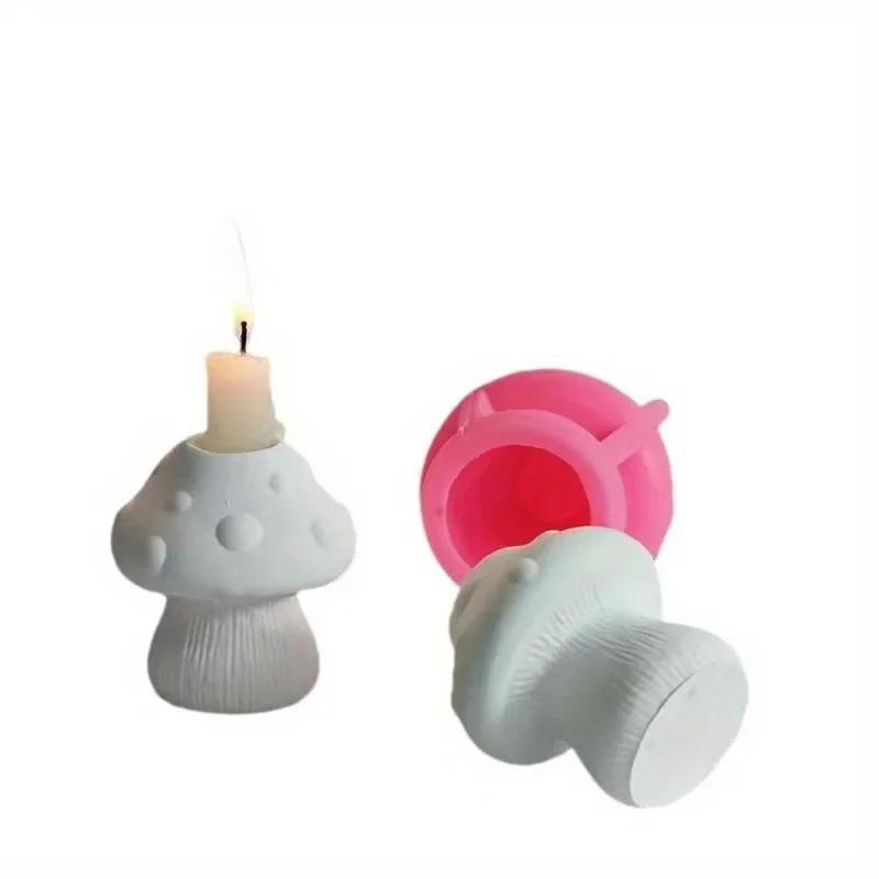 

Mushroom Candle Holder Silicone Mold DIY Cement Gypsum Pouring Epoxy Mold For Car Aromatherapy Mould Home Ornament Wholesale