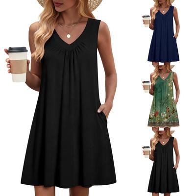 Vestido Longo Colorido Feminino Sem Mangas Slim Fit Fashion