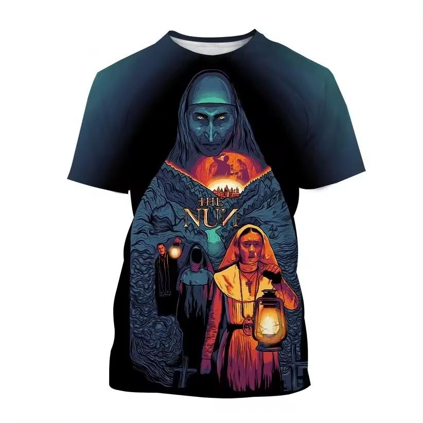 Magliette Grafiche Film Horror The Nun Stampa 3D Uomo/Donna Manica Corta Girocollo T-shirt Oversize Streetwear Harajuku Magliette Y2k Top