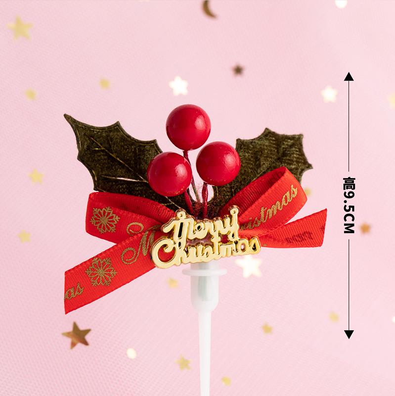 Christmas Decor Set: Card Inserts, Cake Toppers, Cup Garland, Wreath Ornaments, Strawberry Tower, Cartoon Star & Tree Decorations.