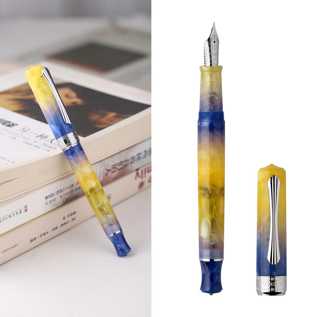 PENBBS 470 Vacuum Filling Fountain Pen Blade/Round Nib Pen Large Capacity Transparent Acrylic Business Writing Gift Pen