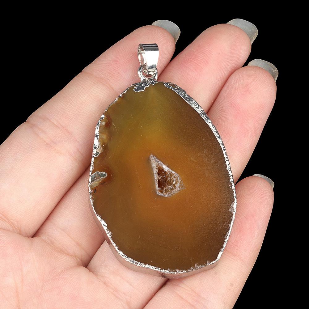 Natural Stones Agate Crystal Pendant Gold Plated Gemstone Druzy Necklace Pendants for Women Fashion Jewelry