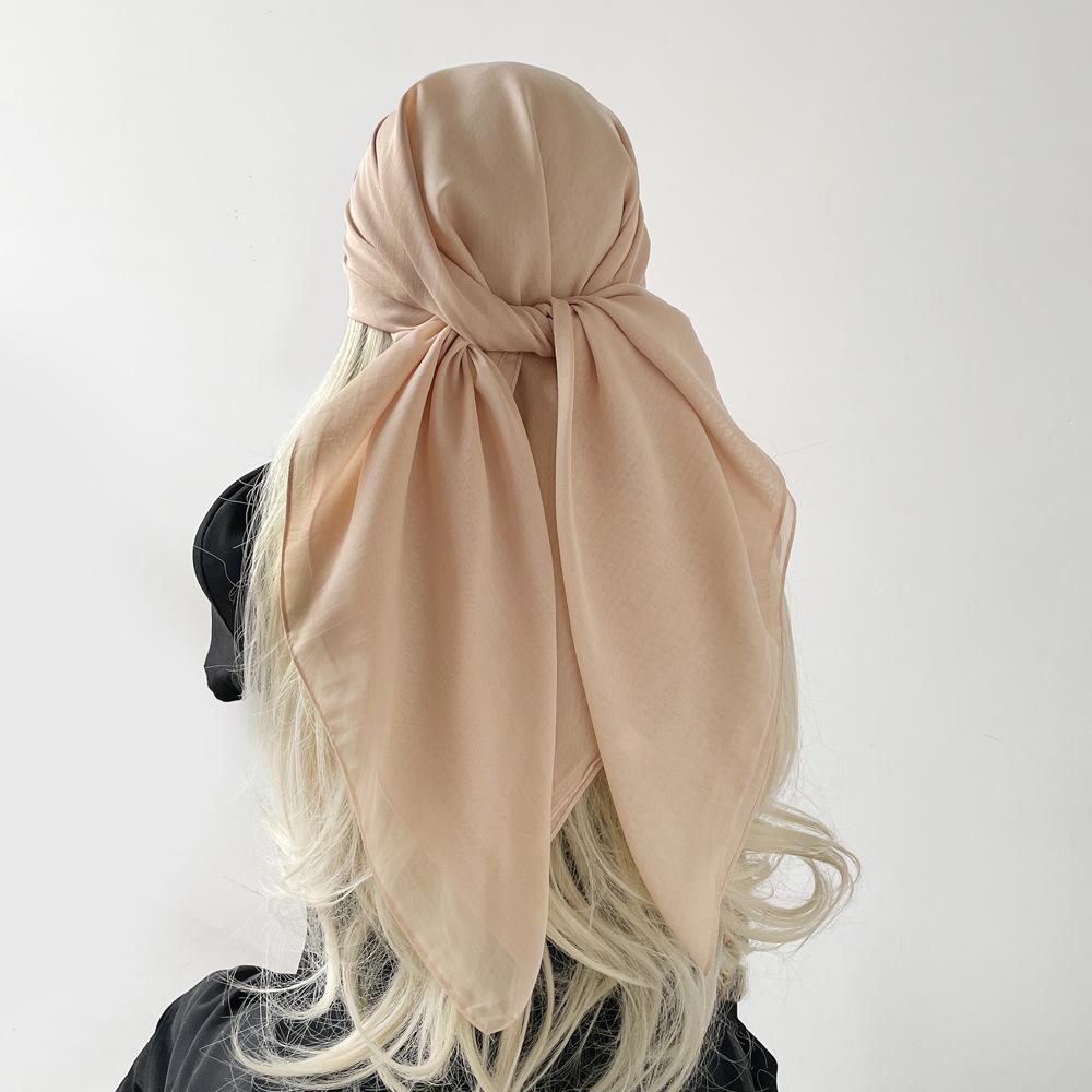 Eșarfă nouă, versatilă, la modă, eșarfă pătrată mare, eșarfă de culoare solidă, eșarfă din satin de mătase simulată pentru femei