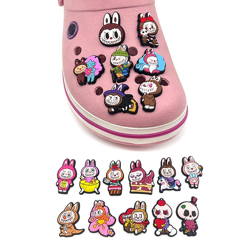 18Pcs/Set Lovely Cartoon Labubu Series For Shoe Charms Accessories For Classic Clog Shoe Upper Buckle Shoe Decoration Kids Gift