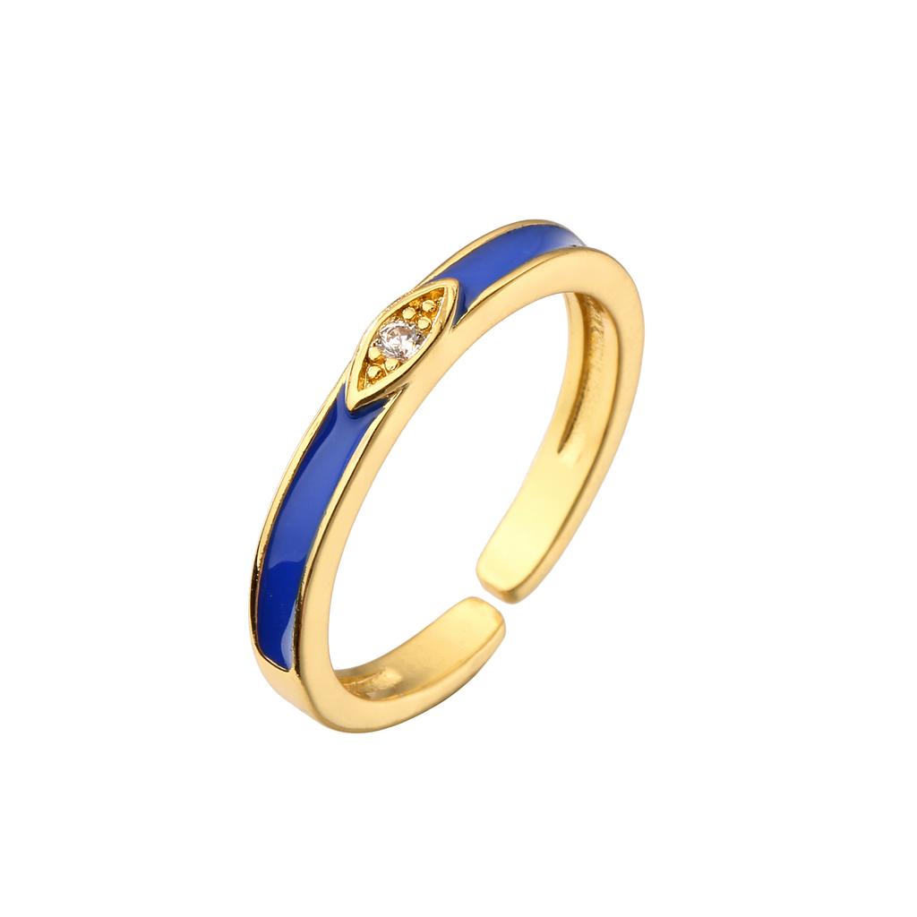 Women Gold Plated Dripping Oil Ring Micro Inlaid Zircon Adjustable Enamel Eternity Band