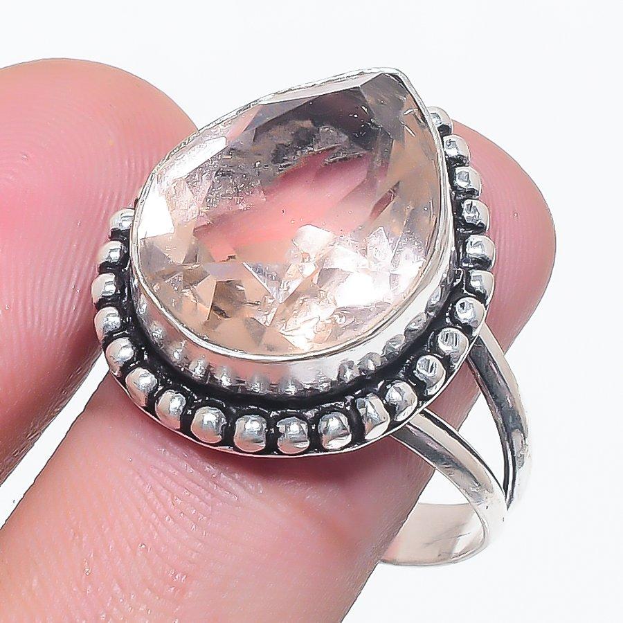Morganite Gemstone 925 Sterling Silver Jewelry Ring Size 10
