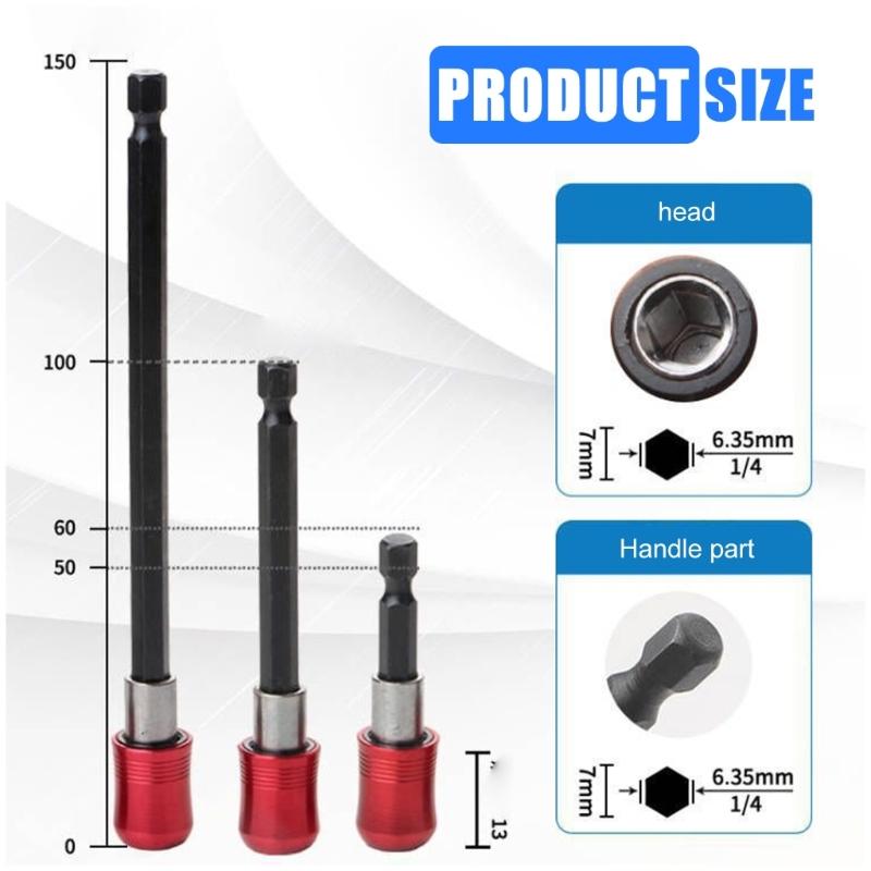 3Pcs Hexagonal Handle Quick Release Locking Screwdriver Extension Rod Tool Innovative Extension Rod Measuring